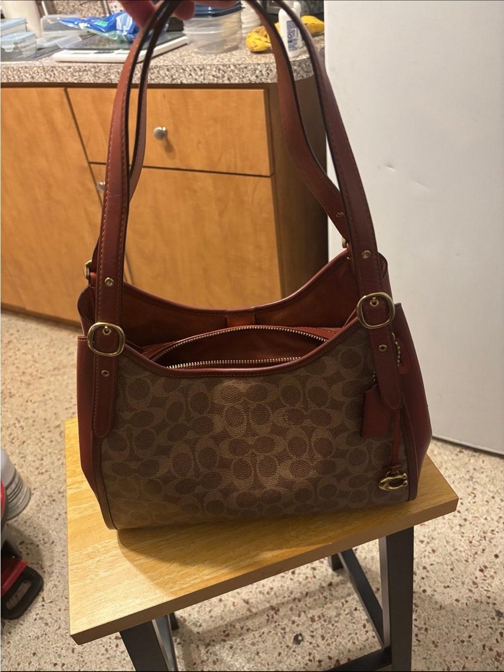 COACH Lori Shoulder Bag Tan Rust Signature Canvas Shoulder Bag C4825